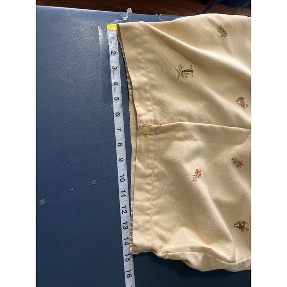 Linen Blend Cropped Pants Tropical Embroidery Siz 10 Elastic Alfred Dunner - Picture 2 of 11